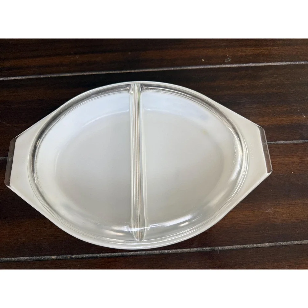 VTG MCM Rare Pyrex Stars & Barbed Wire Divided Oval Casserole Dish & Lid